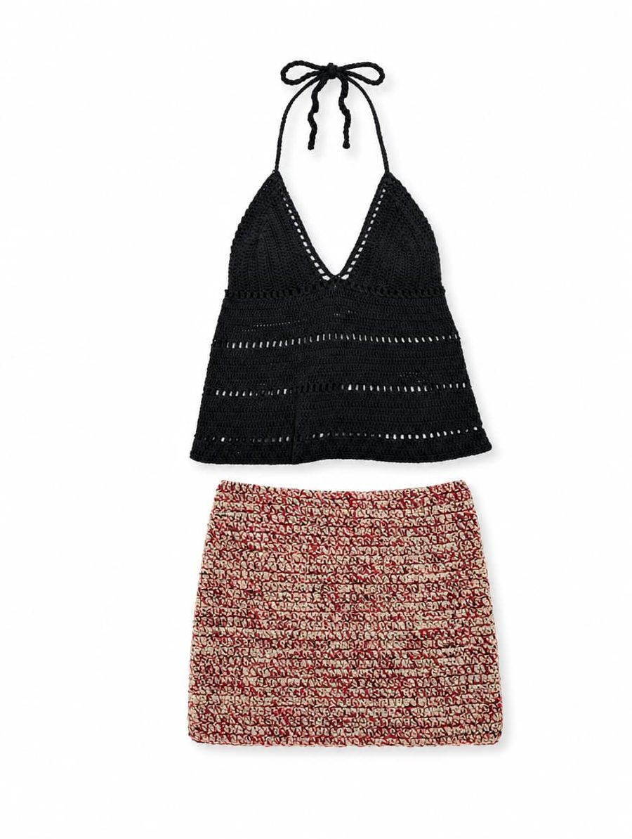 Crochet Halter Set, flat lay